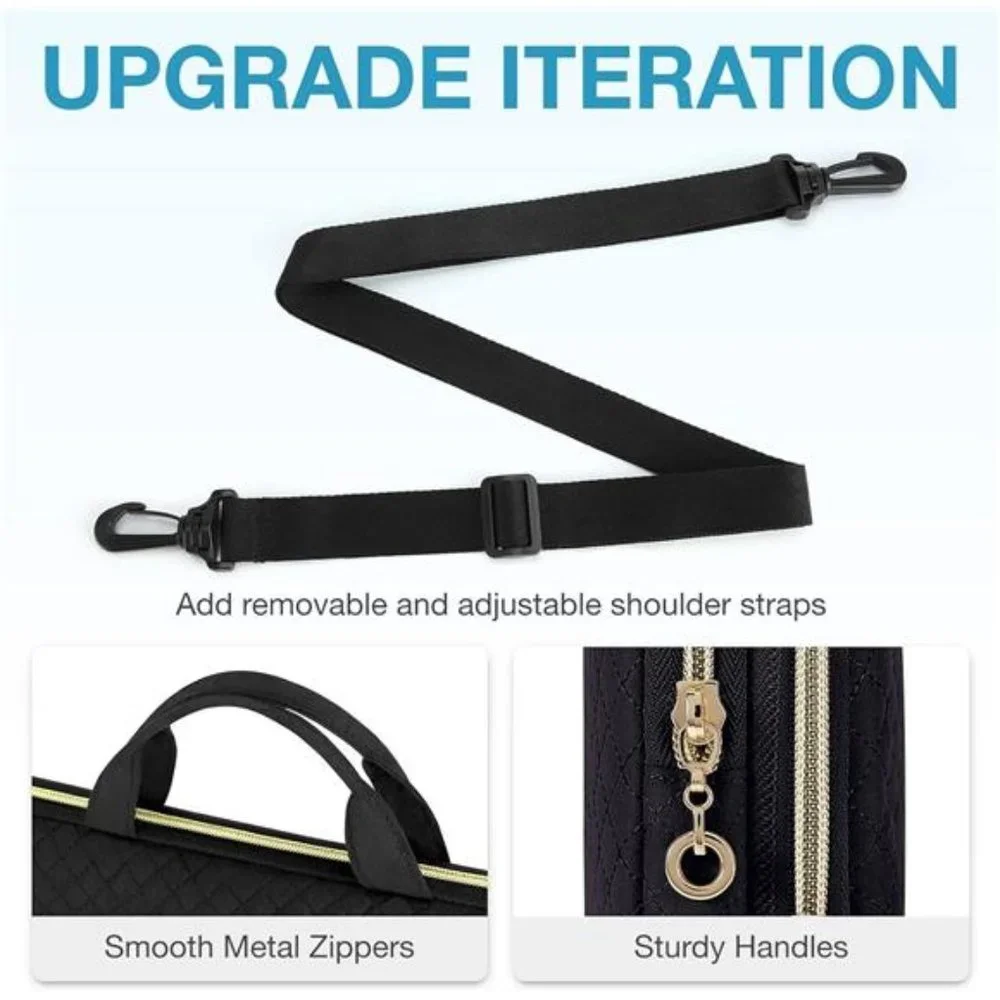 15.6 inch Laptop Shoulder Bag Protective Case with Shoulder Strap, Black